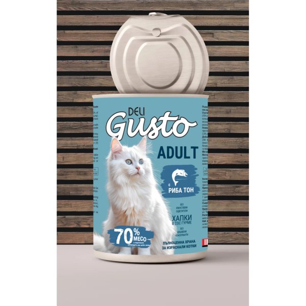 Deli Gusto Cat Tuna - хапки в сос с риба тон 415гр Deli Gusto Cat Tuna - хапки в сос с риба тон 415гр
